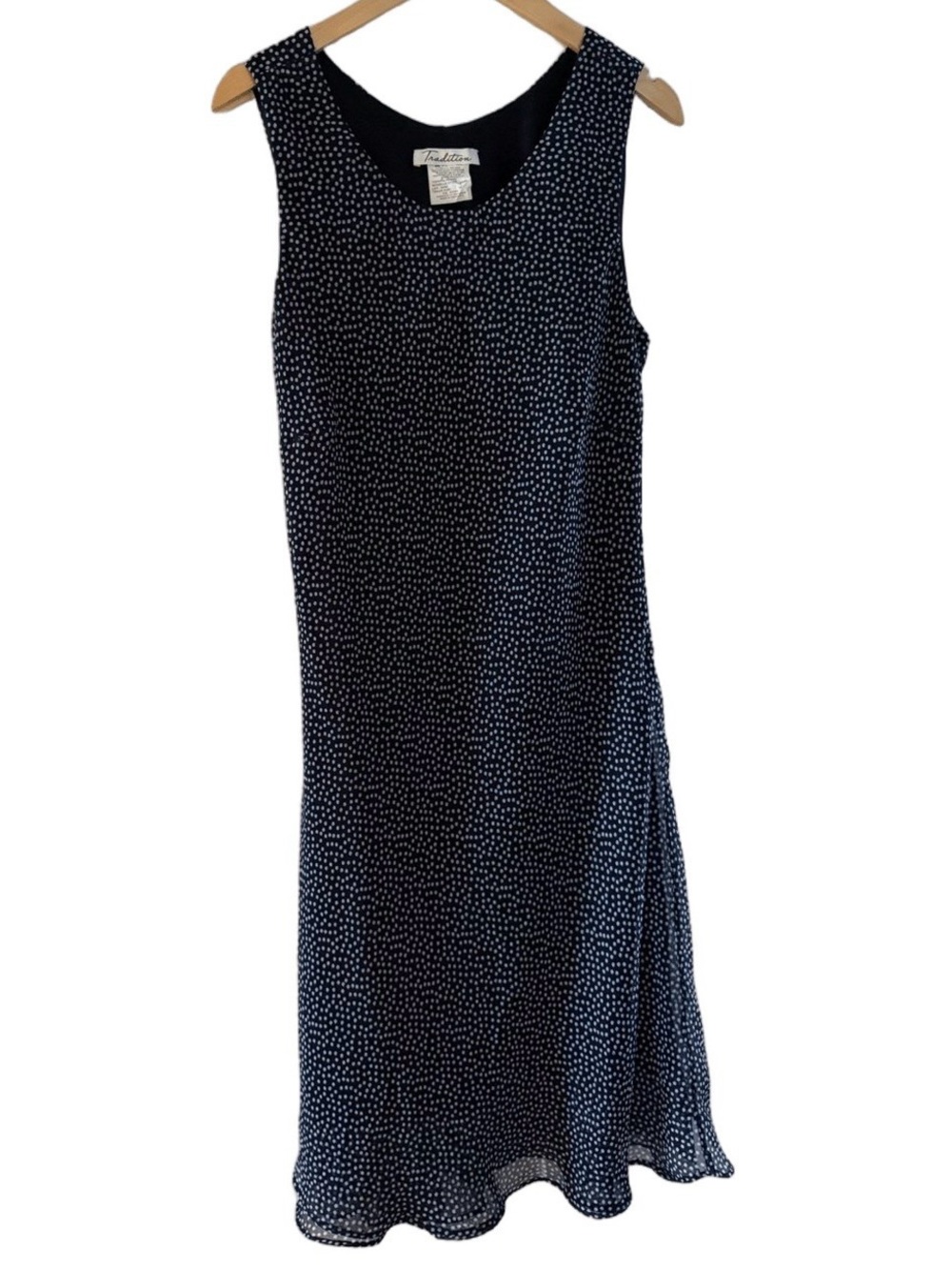 Petite Sophisticate Navy & Light Blue Polka Dot Midi Dress